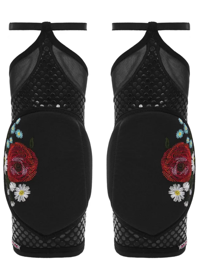 Grippy Knee Pads with Mesh – PEACE – Black - 12 scaled