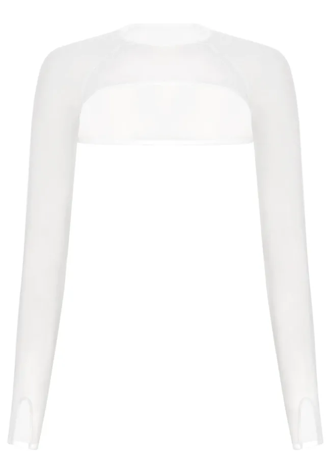 Crop Mesh Top Bolero - Without Bra in Ice White - 15 scaled